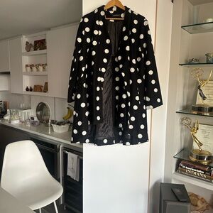 Chic Black and White Polka Dot swing coat